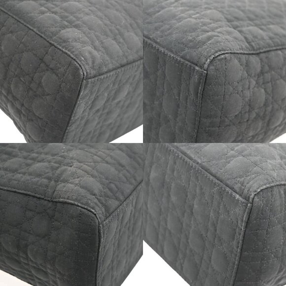 CHRISTIAN DIOR Lady Cannage Tote Hand Bag Nylon Leather Black GHW Italy 73FC009 - Picture 7 of 16